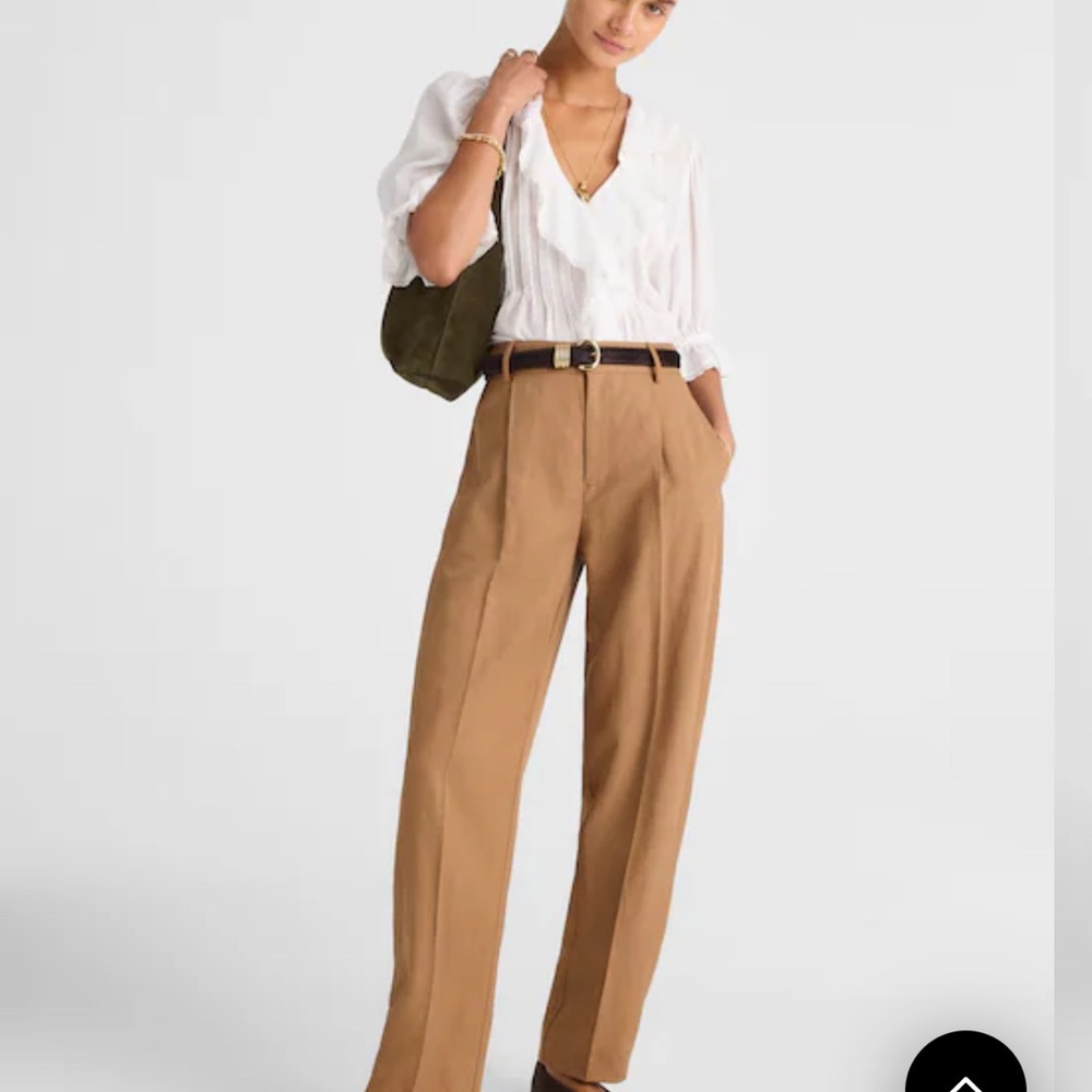 Madewell Camel High-Rise Wide-Leg Trousers